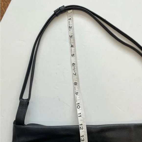 Lupo Barcelona Black Leather Shoulder Bag Clutch Crossbody Slim Minimalist Purse